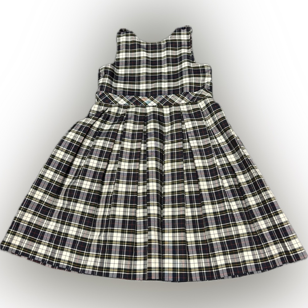 Dennis-Plaid Sleeveless Kids uniform Jumper Dress